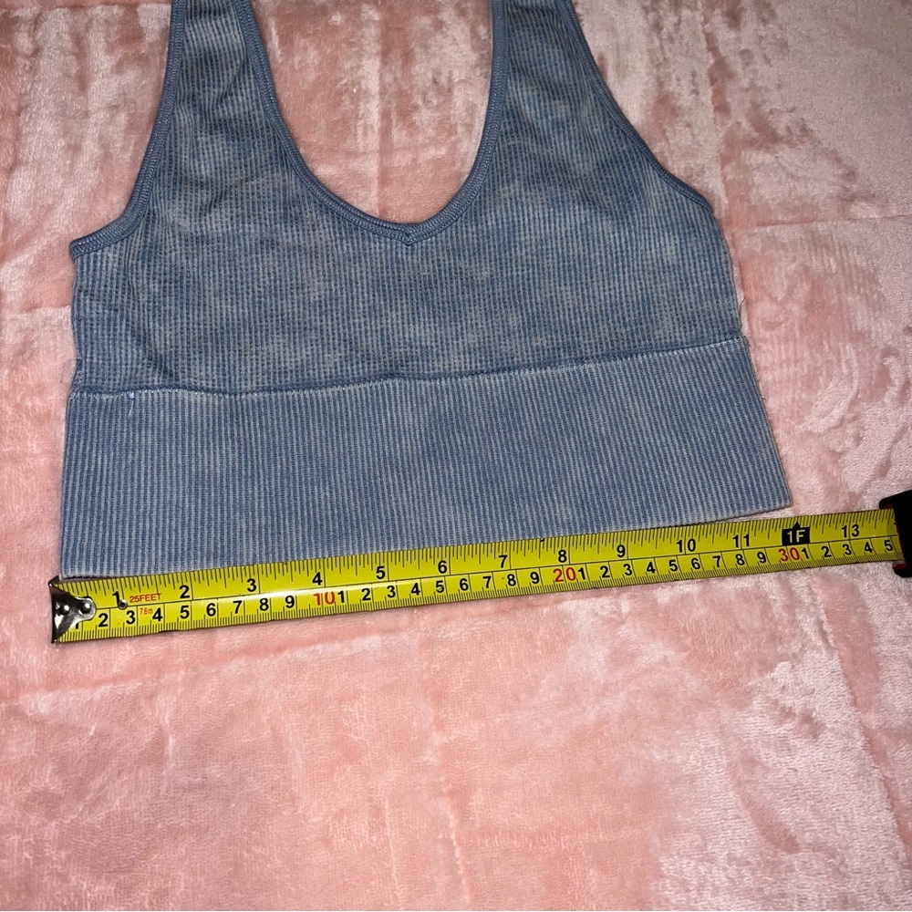 Blue Ribbed Crop Top - Picture 4 of 4